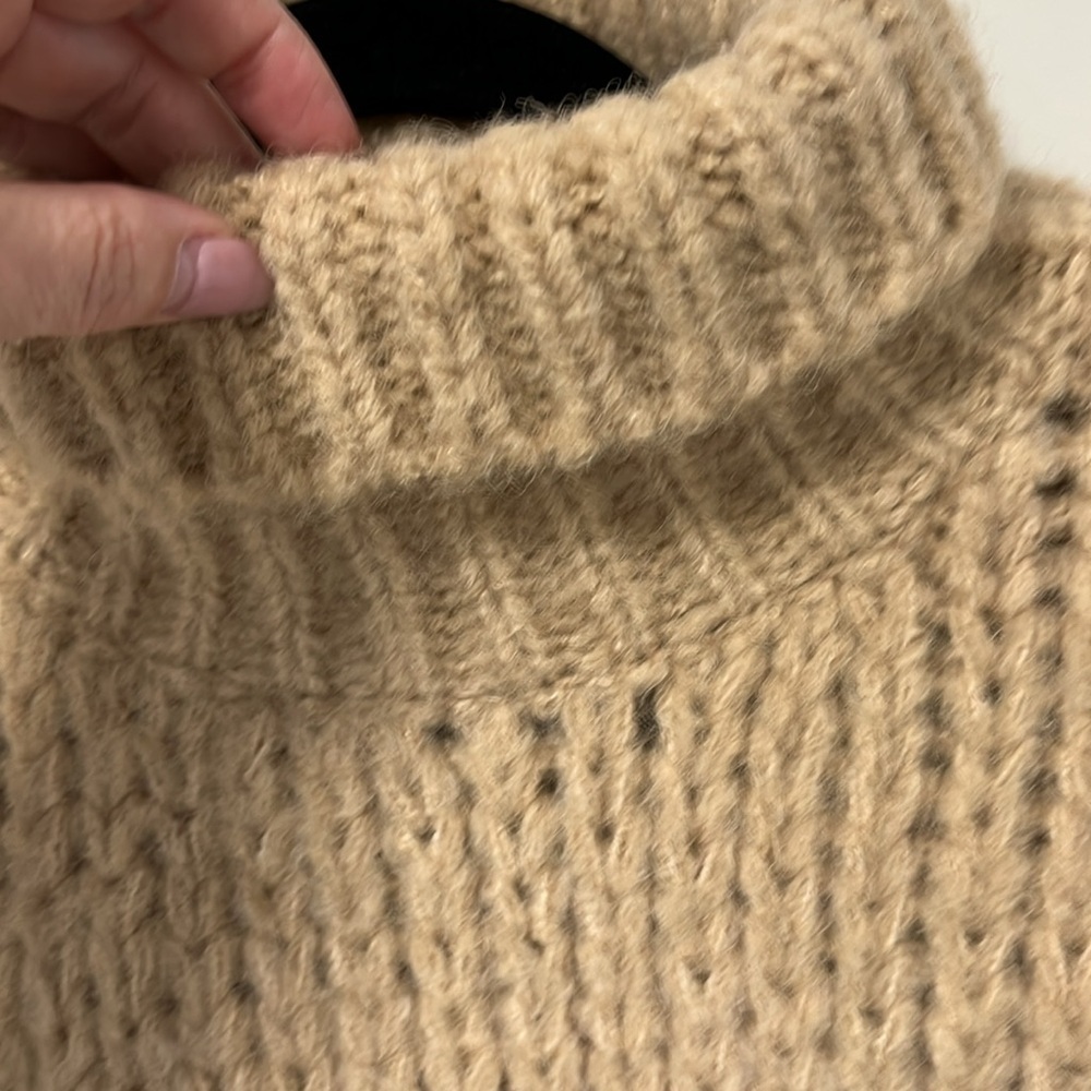 Anthropologie Chunky Tan Turtleneck Sweater - Picture 3 of 8